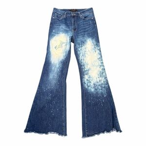 Risen Distressed & Embellished Blue Flare Jeans